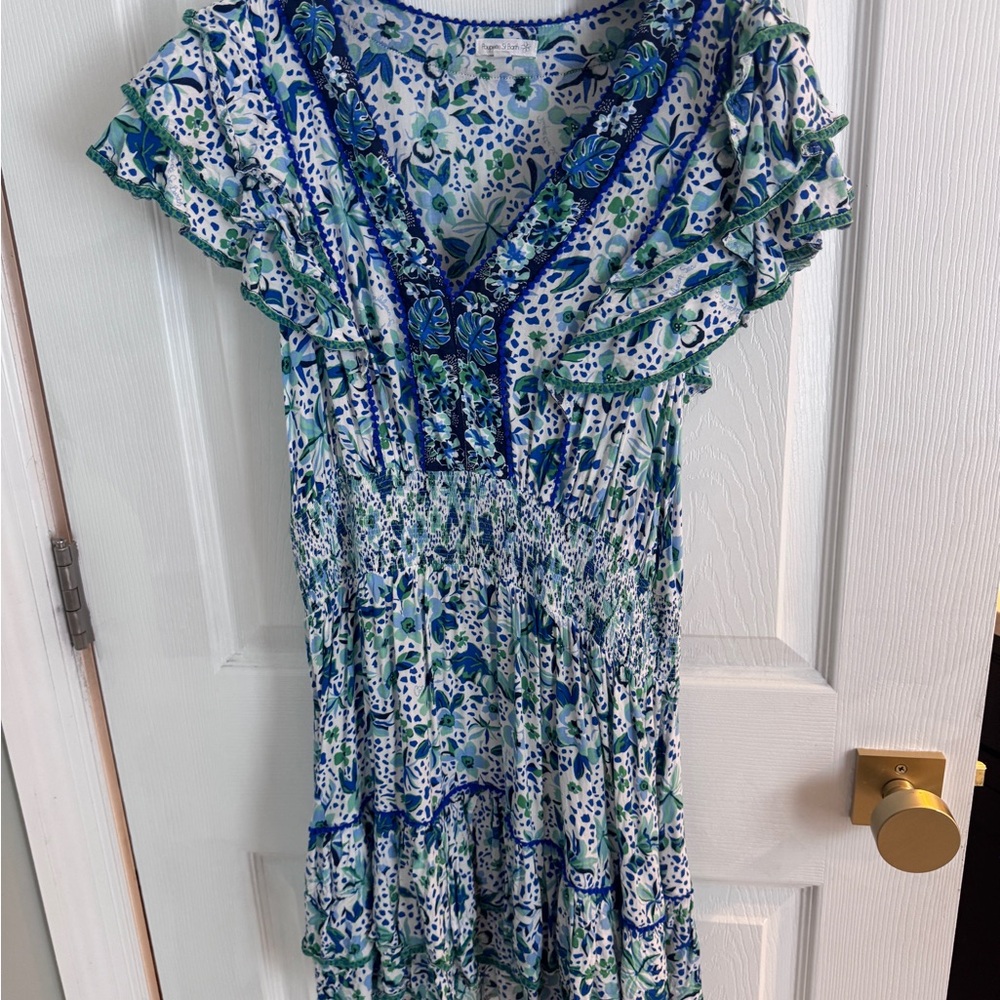Poupette St. Barth Blue and White Floral Mini Dress